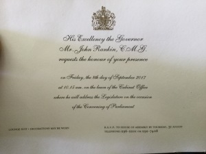 Invitation to the Opening of Parliment, 2017